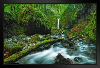 Mossy Grotto Falls Columbia River Gorge Oregon Photo Photograph Art Print Stand or Hang Wood Frame Display Poster Print 13x9