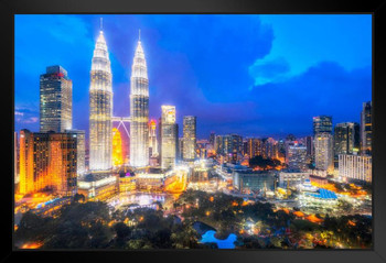 Kuala Lumpur Malaysia Urban Skyline At Sunset Photo Photograph Art Print Stand or Hang Wood Frame Display Poster Print 13x9