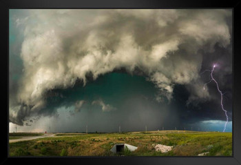 Violent Thunderstorm on Plains of Kansas Photo Photograph Art Print Stand or Hang Wood Frame Display Poster Print 13x9