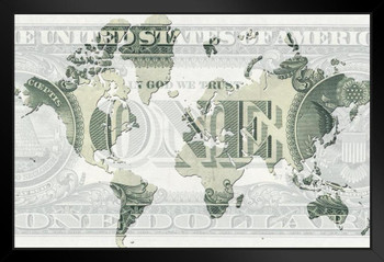 World Money Global Finance and Business Art Print Stand or Hang Wood Frame Display Poster Print 13x9