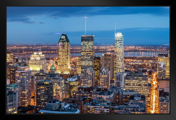Montreal Canada City Skyline At Dusk Photo Photograph Art Print Stand or Hang Wood Frame Display Poster Print 13x9