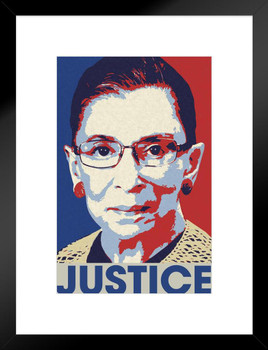 Ruth Bader Ginsburg Justice Pop Art Portrait RIP RBG Tribute Supreme Court Judge Justice Feminist Political Inspirational Motivational Matted Framed Art Wall Decor 20x26