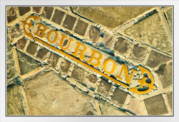 Bourbon Street Sign Marker NOLA New Orleans Louisiana Photo Photograph White Wood Framed Poster 20x14