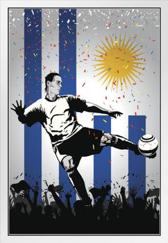 Uruguay Soccer Player Sports White Wood Framed Poster 14x20