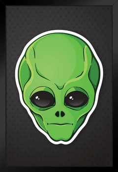 Alien Head Portrait Green Skin Big Eyes Artistic Rendering Art Print Stand or Hang Wood Frame Display Poster Print 9x13