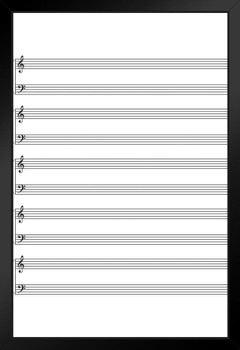 Lined Sheet Music Treble Bass Clef Professional Art Print Stand or Hang Wood Frame Display Poster Print 9x13