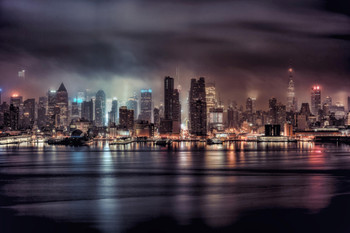 A Gotham Night Stormy New York City NYC Skyline Photo Photograph Cool Wall Decor Art Print Poster 18x12