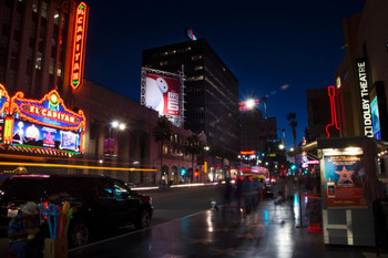 Hollywood Boulevard at Night El Capitan Theatre Dolby Theatre Photo Print Stretched Canvas Wall Art 24x16 inch