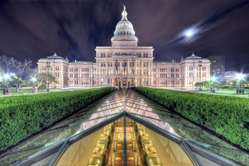 Texas State Capitol in Early Morning Photo Print Stretched Canvas Wall Art 24x16 inch