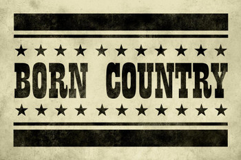 Born Country Vintage Tan Print Stretched Canvas Wall Art 16x24 inch