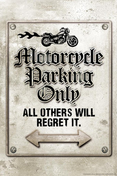 Motorcycle Parking Only All Others Will Regret It Funny Sign Stretched Canvas Art Wall Decor 16x24