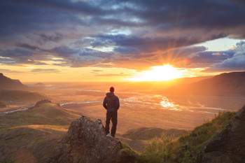 Iceland sunset Photo Stretched Canvas Wall Art 16x24 inch