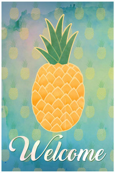 Welcome Pineapple Print Stretched Canvas Wall Art 16x24 inch