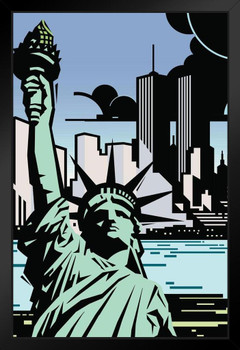 Bright Lights Big City New York City NYC Skyline Statue of Liberty Pop Art Print Stand or Hang Wood Frame Display Poster Print 9x13