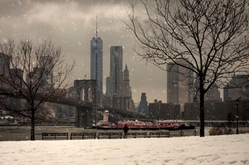 East River Winter by Chris Lord Photo Photograph Stretched Canvas Art Wall Decor 16x24