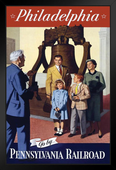 Philadelphia By Pennsylvania Railroad Vintage Travel Art Print Stand or Hang Wood Frame Display Poster Print 9x13