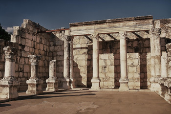 Ancient Synagogue of Capernaum Photo Photograph Sea Of Galilee Fishing Village House Turned Into Church Byzantines Saint Peter Israel Apostle Islam Religion Cool Wall Decor Art Print Poster 18x12