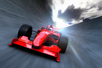 Red Race Car Racing Track Photo Cool Wall Art Print Poster 12x18