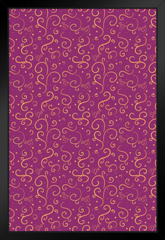 Magenta Gold Swirls Decorative Repeating Pattern Design by Rose Khan Art Print Stand or Hang Wood Frame Display Poster Print 9x13