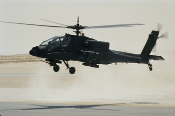 Military AH 64 Apache Attack Combat Helicopter Landing Photo Photograph Cool Wall Art Print Poster 18x12
