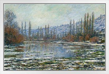 Claude Monet The Thaw at Vetheuil Impressionist Art Posters Claude Monet Prints Nature Landscape Painting Claude Monet Canvas Wall Art French Monet Art White Wood Framed Art Poster 20x14