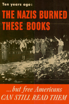 Ten Years Ago These Books Were Burned WPA War Propaganda Stretched Canvas Wall Art 16x24 inch