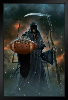 Come And Get It Grim Reaper Holding Football by Vincent Hie Fantasy Art Print Stand or Hang Wood Frame Display Poster Print 9x13