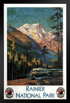 Mount Rainer National Park Retro Travel Art Print Stand or Hang Wood Frame Display Poster Print 9x13