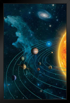 Solar System Earth Moon Stars Planets Glaxaxy by Vincent Hie Art Print Stand or Hang Wood Frame Display Poster Print 9x13