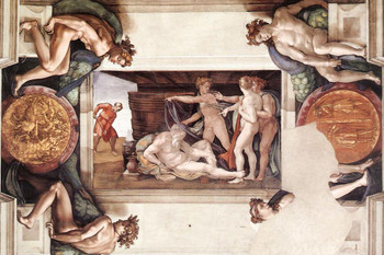 Michelangelo Drunkenness of Noah Fine Art Realism Romantic Artwork Michelangelo Prints Biblical Drawings Portrait Painting Wall Art Renaissance Poster Canvas Art Stretched Canvas Art Wall Decor 24x16