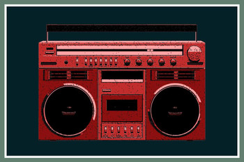 Boombox Red Pop Print Stretched Canvas Wall Art 16x24 inch