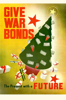 WPA War Propaganda Give War Bonds The Present With A Future Stretched Canvas Wall Art 16x24 inch