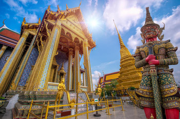 Temple of the Emerald Buddha Wat Phra Kaew Bangkok Thailand Photo Print Stretched Canvas Wall Art 24x16 inch