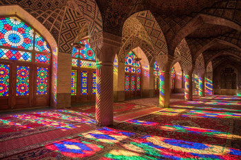 Nasir ol Molk Mosque or Pink Mosque in Shiraz Iran Photo Print Stretched Canvas Wall Art 24x16 inch