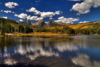 Sprague Lake Rocky Mountain National Park Photo Print Stretched Canvas Wall Art 24x16 inch