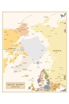 Vintage Map of Arctic Region Illustration Travel World Map with Detail Map Posters for Wall Map Art Wall Decor Geographical Illustration Travel Destinations Stretched Canvas Art Wall Decor 24x16