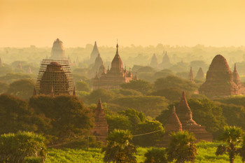 Plain of Bagan During Sunrise Mandalay Myanmar Photo Photograph Cool Wall Decor Art Print Poster 18x12