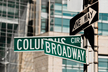 Broadway Columbus Circle Street Sign New York Photo Print Stretched Canvas Wall Art 24x16 inch