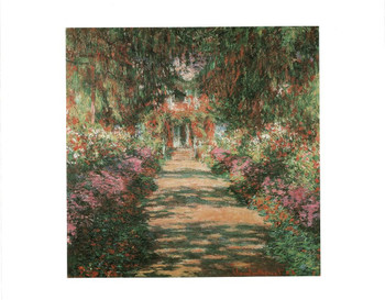 Claude Monet Garden Path At Giverny French Impressionist Master Painter Painting Flowers Bridge Lily Pads Stretched Canvas Art Wall Decor 16x24