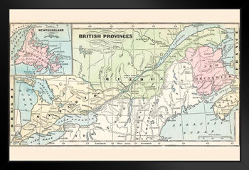 British Provinces Canada New Foundland 1875 Antique Style Map Art Print Stand or Hang Wood Frame Display Poster Print 13x9