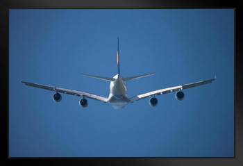 Airbus A380 Flying in Sky Mid Air From Behind Photo Photograph Art Print Stand or Hang Wood Frame Display Poster Print 13x9