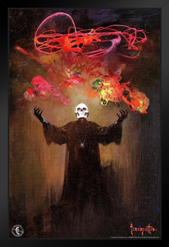Frank Frazetta Skull King Horror Science Fiction Fantasy Artwork Artist Retro Vintage Classic Comic Book Magazine Skeleton Spooky Scary Halloween Decorations Stand or Hang Wood Frame Display 9x13