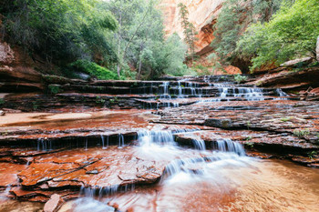Arch Angel Falls Zion Canyon National Park Springdale Utah Photo Print Stretched Canvas Wall Art 24x16 inch