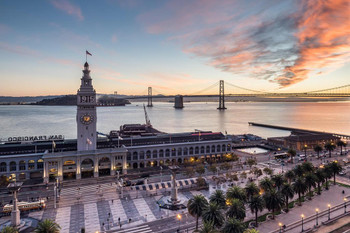 Ferry Building Sunrise San Francisco California Photo Print Stretched Canvas Wall Art 24x16 inch