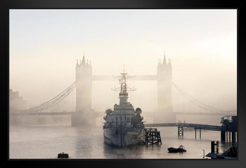 Tower Bridge London England Shrouded in Fog Photo Photograph Art Print Stand or Hang Wood Frame Display Poster Print 13x9