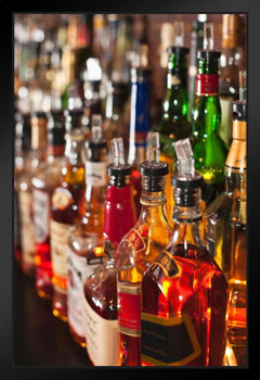 Choices Bottles of Liquor Whiskey Bourbon Sitting on a Shelf Photo Photograph Art Print Stand or Hang Wood Frame Display Poster Print 9x13