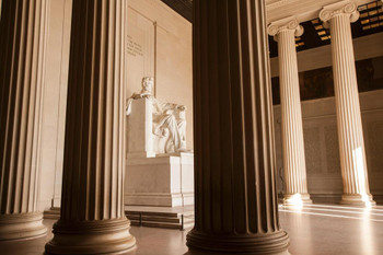 Abraham Lincoln Memorial From Behind Columns Photo Print Stretched Canvas Wall Art 24x16 inch