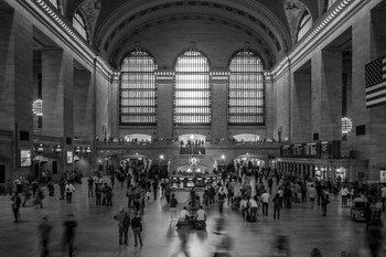 Grand Central Station New York City NYC B&W Photo Print Stretched Canvas Wall Art 24x16 inch