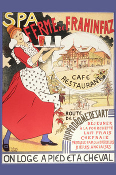 Ferme De Frahinfaz A Cafe And Restaurant 1894 Vintage Illustration Art Deco Liquor Vintage French Wall Art Nouveau Booze Poster Print French Advertising Stretched Canvas Art Wall Decor 16x24