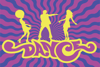 Boogie Dancers Disco Night Dance Party Purple Print Stretched Canvas Wall Art 24x16 inch